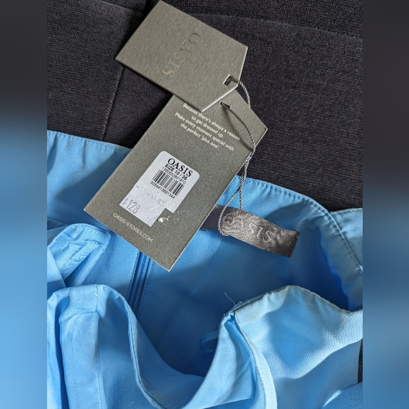 💙 OASIS 💙 Light Blue Cross Halter Formal Dress - NWT - Picture 5 of 7